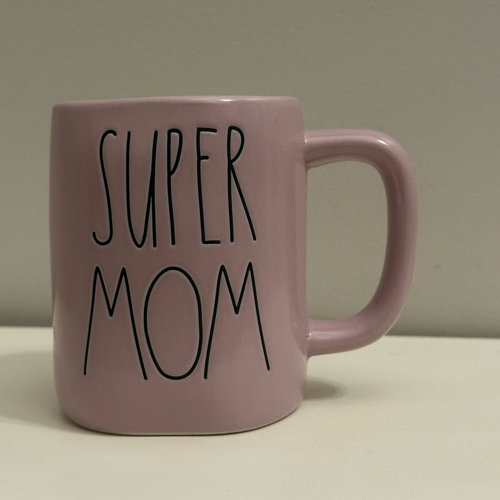 Rae Dunn “Super Mom” Pink Ceramic Mug